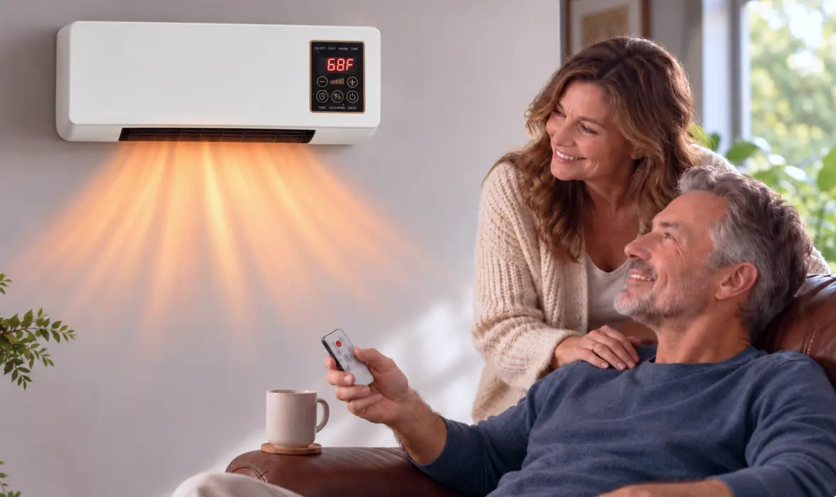Adjust the temperature with the wireless remote