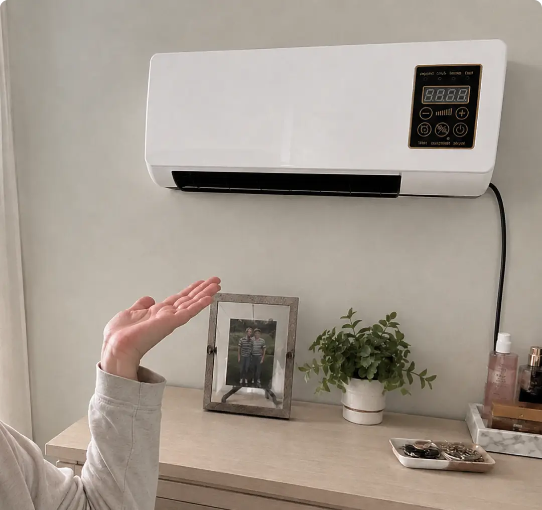 Nancy C. with her heater